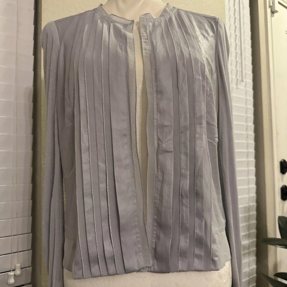 Cache Grey Polyester Size 10 Open Cardigan Pleate… - image 1